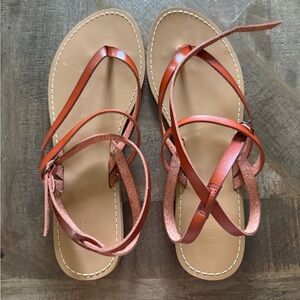 J Crew Brown Leather Strappy Sandals NIB size 10